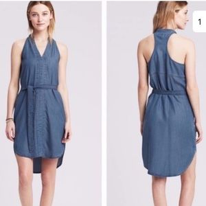 Banana Republic High Low Racer Back Chambray Dress